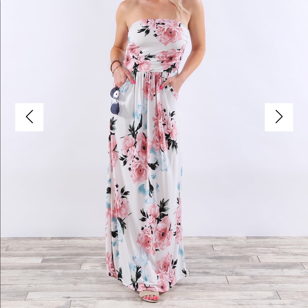 🎉HP🌺 Boutique Strapless Floral Maxi Dress - Picture 1 of 5